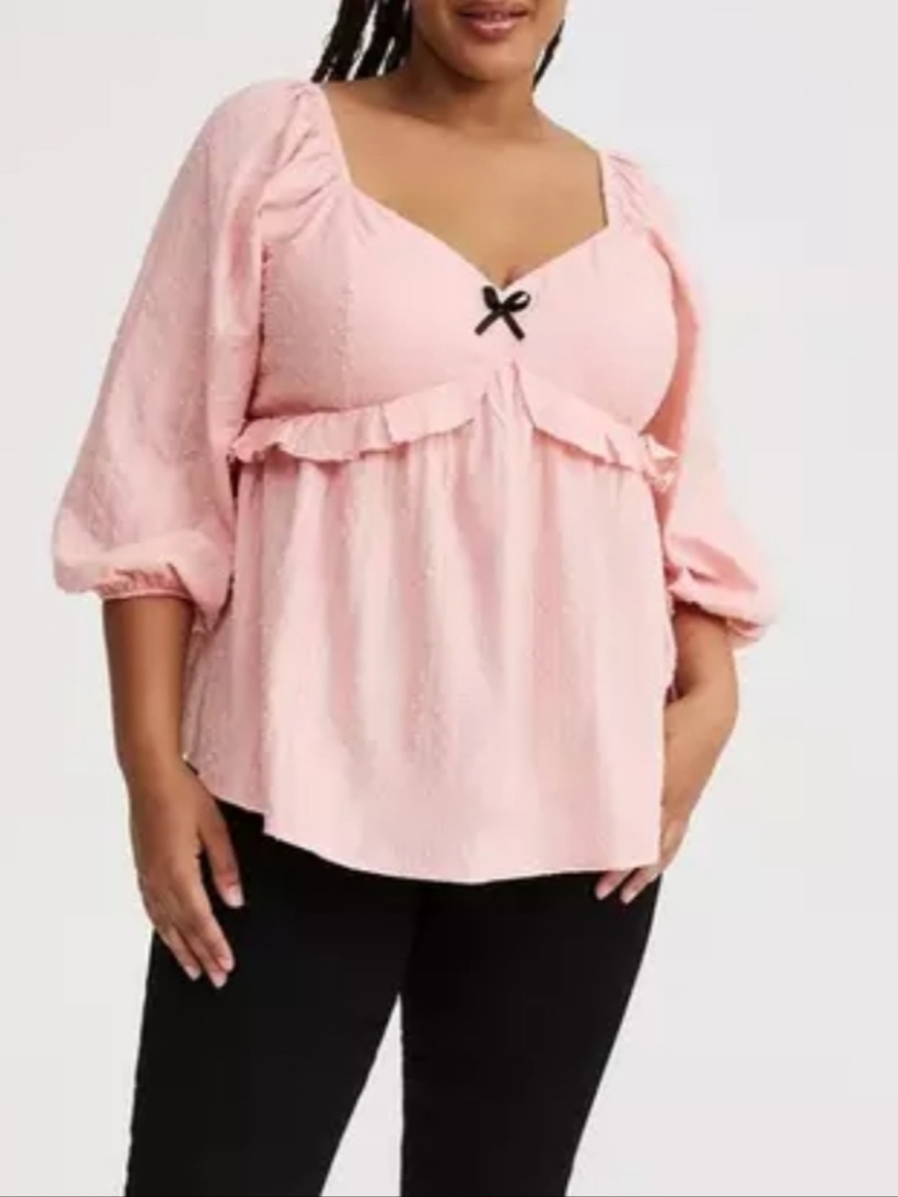 Torrid Vneck Baby Doll Pink Enmbroidered Smocked Top Size 3